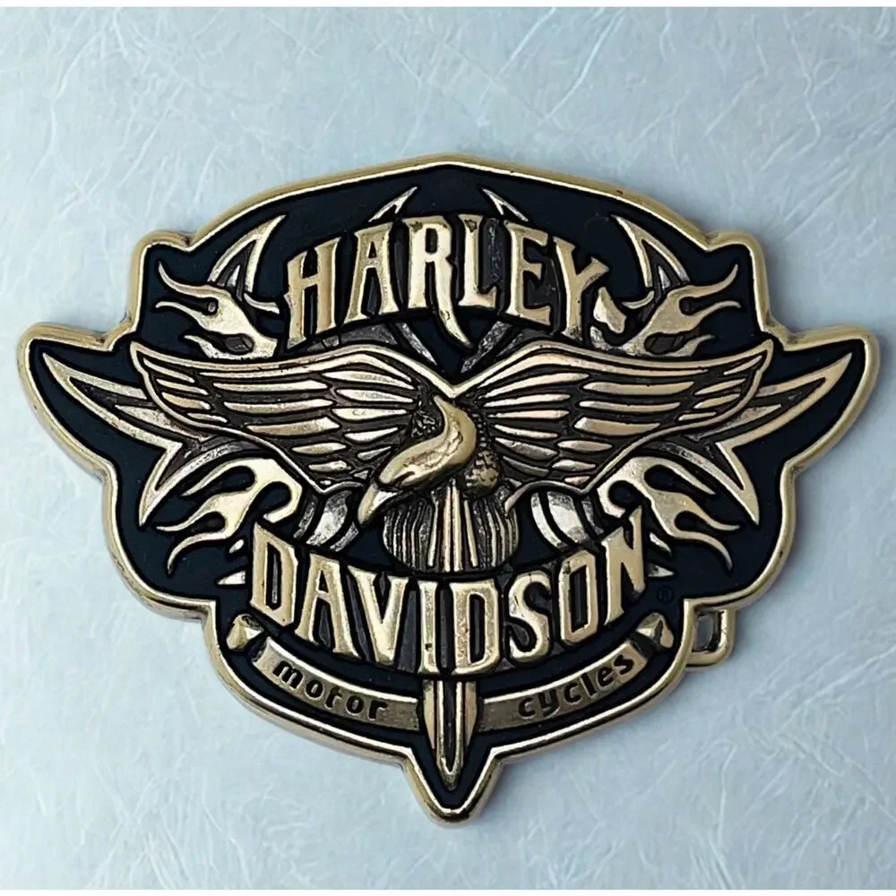 Harley Davidson Eagle Flame Belt Buckle Vintage 2005 Chrome Motorcycle Biker USA